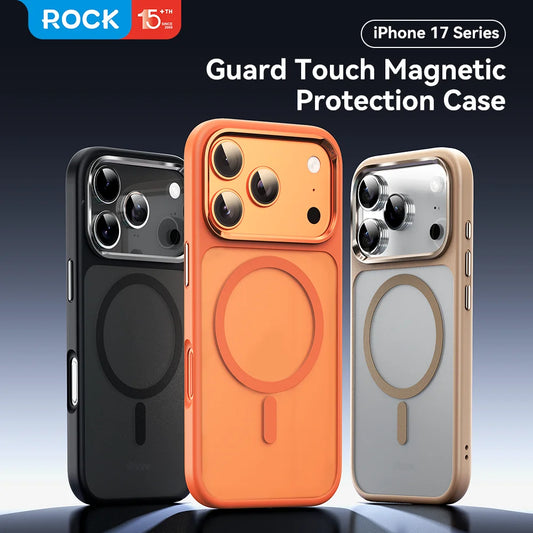 ROCK Translucent Magnetic Case for iPhone 17 Pro Max Matte Four-coner Airbag Anti-fall Hard Cover for iPhone 17 Pro Bumper Case