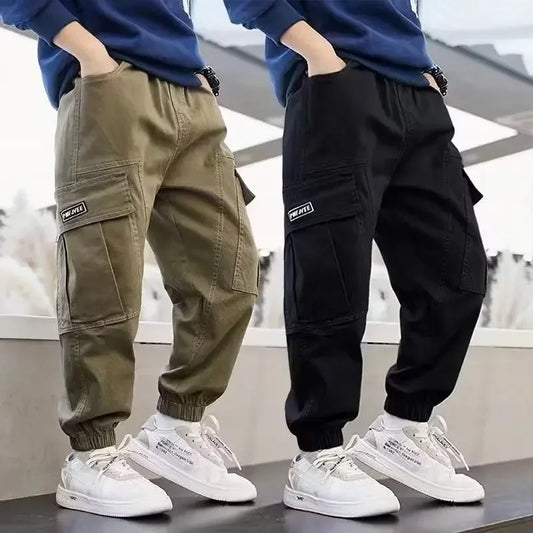 Boys Casual Workwear Trousers 8-15 Years Spring Autumn New Style Middle Large Children's Long Pants Boy's Leisure Pants