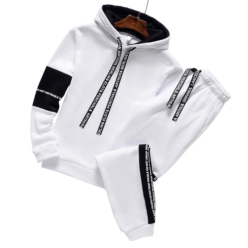 2024 Men Tracksuit Set Autumn Winter Hoodies Sweatshirt Men's Sportswear Sweatshirts+Sweatpants 2 Piece Hip Hop Pullover Hoodies