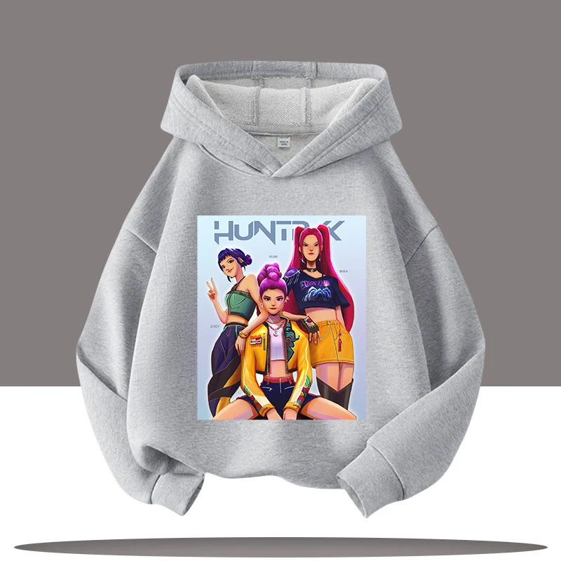 Autumn Demon Hunters Print Kids Hoodies Girls Fashion Long Sleeve Outerwear Hooded Coat for Children's Fashion Pullover Boy Tops