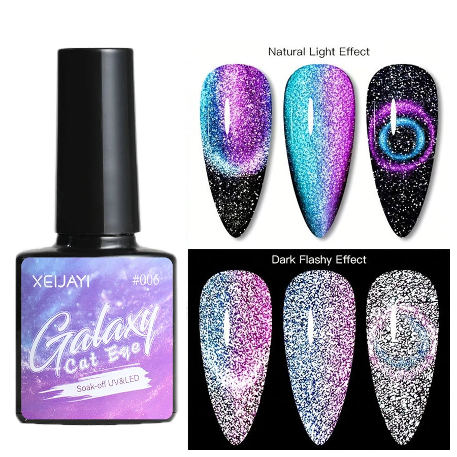 6ml Cat Eye Gel Nail Polish Shiny Magnetic Gel Semi Permanent Soak Off UV Gel Glitter Manicure Crystal Starry Nail Gel Varnish *