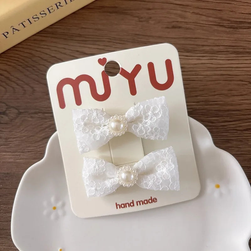 Cute Lace Bow Hairpins Girls Kids Baby Child Tie Hair Clips Barrettes Accessories Elastic Hair Band Rope Ring Headwear Headdress