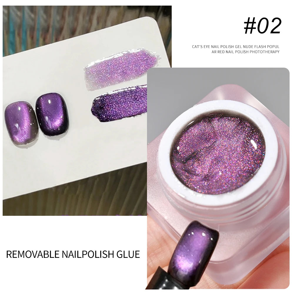 6ml Cat Eye Gel Nail Polish Shiny Magnetic Gel Semi Permanent Soak Off UV Gel Glitter Manicure Crystal Starry Nail Gel Varnish *