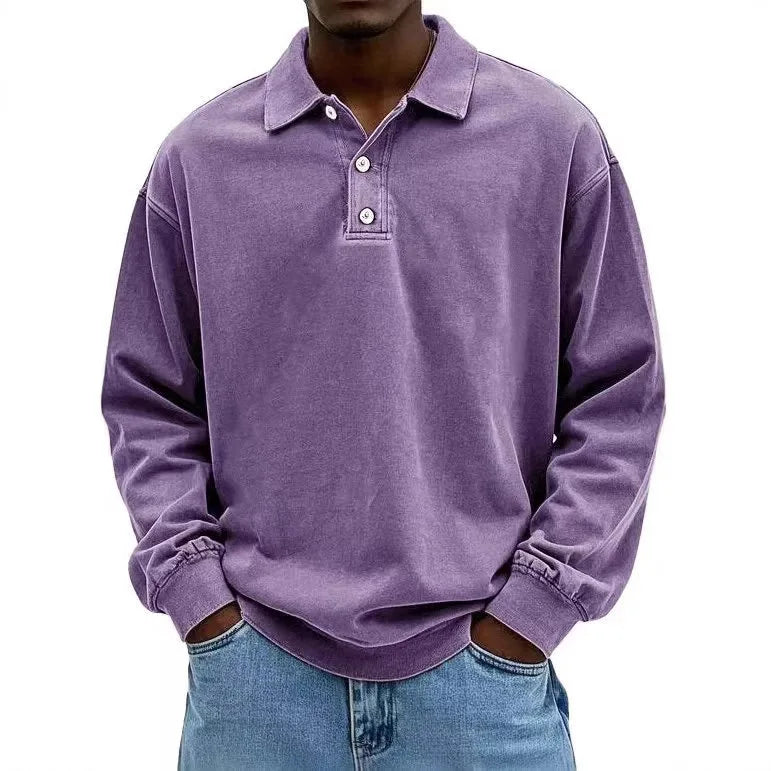 2025 New Men's Business Casual Polo Shirt with a Collar and Long Sleeves Breathable and Quick Drying Versatile Top