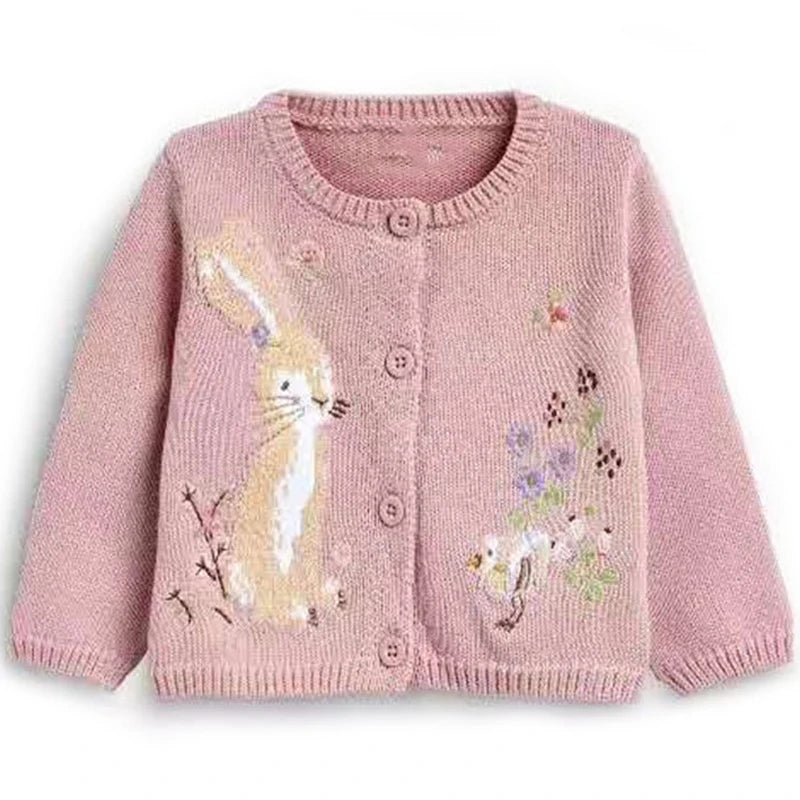 Little maven Kids Girls Clothes Lovely Pink Rabbit Sweater with Little Chicks Cotton Sweatshirt Autumn Outfit for Kids 2 to7year