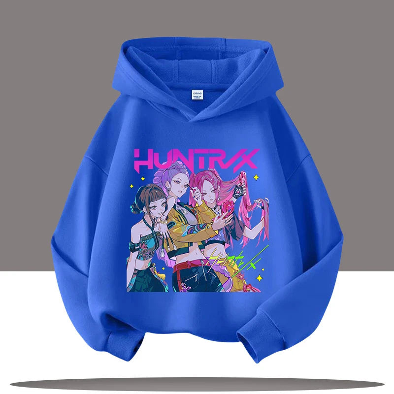 Autumn Demon Hunters Print Kids Hoodies Girls Fashion Long Sleeve Outerwear Hooded Coat for Children's Fashion Pullover Boy Tops