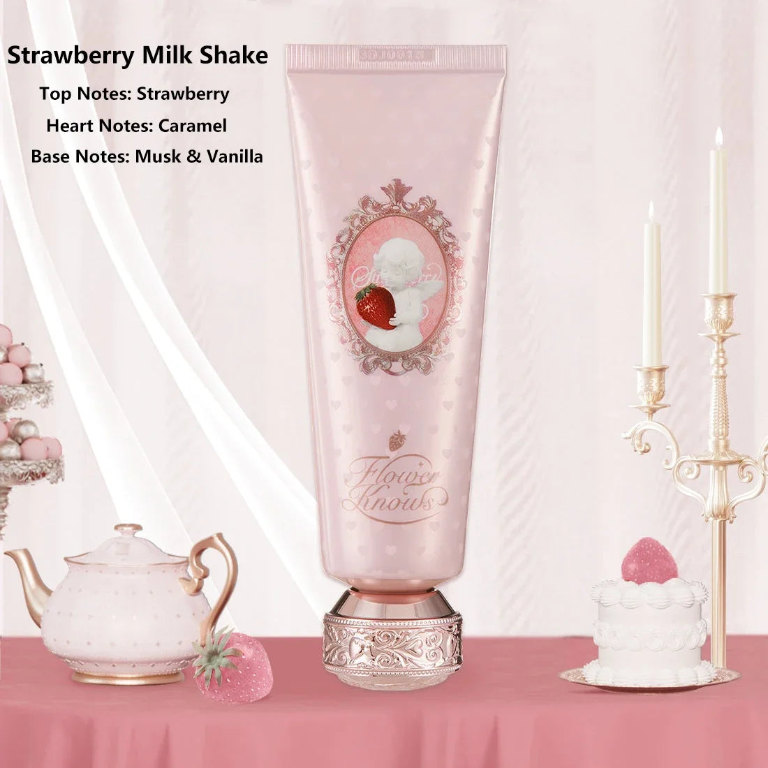 Flower Knows Strawberry Cupid Scented Hand Cream Natural Vegan Moisturizing Fast Absorbing Travel Size Gift for Women