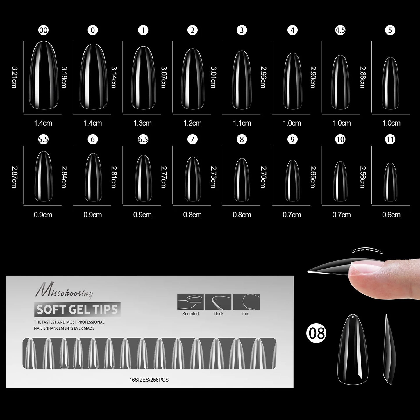 256pcs Soft Gel Nail Tips Medium Short Almond Coffin Full Cover Matte Extension Tools Acrylic Press on Nail DIY Manicure Decor