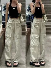 2024 New Y2K Cargo Pants for Women - Baggy Wide Leg Tactical Work Pants, High Waist Straight Fit Casual Streetwear Trousers Hot