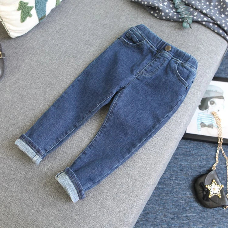 Baby Kids Spring Autumn Winter Thick Warm Jeans With Fleece For 1-7 Years Boys Girls Casual Denim Pants Kids Children Trousers