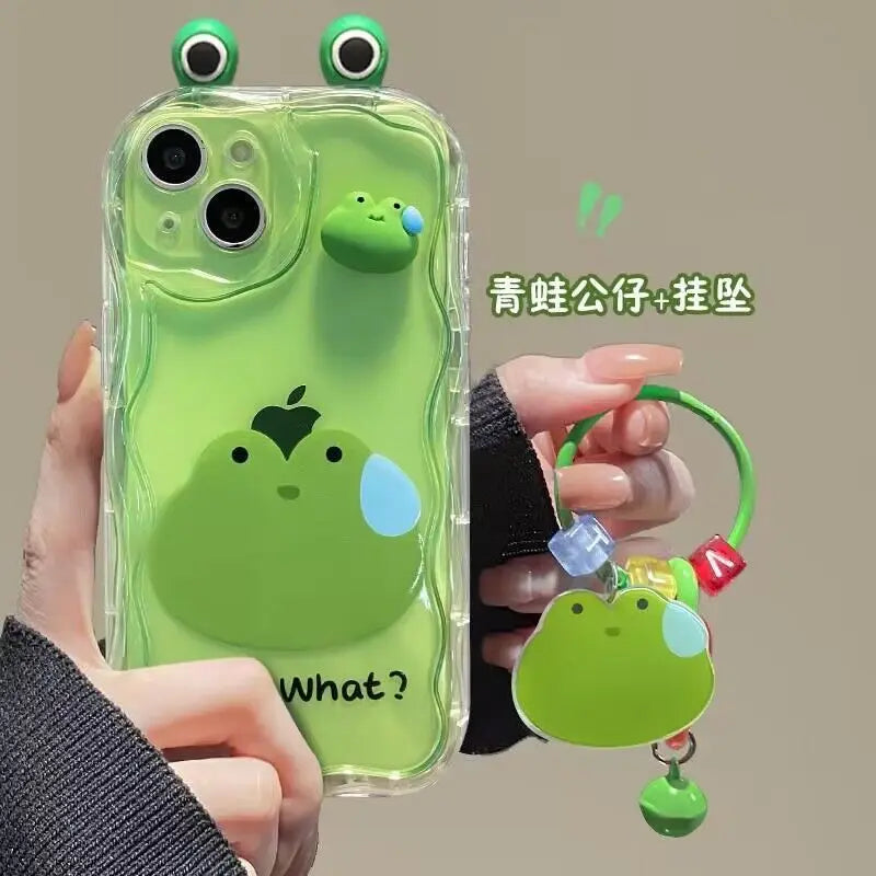 3D Panda Ears Frog Pendant Case for Xiaomi Redmi Note 14 13 12 Pro Plus 5G 10 11 Pro 10S 11S 12S Redmi 13 14C 12 13C 4G Cover