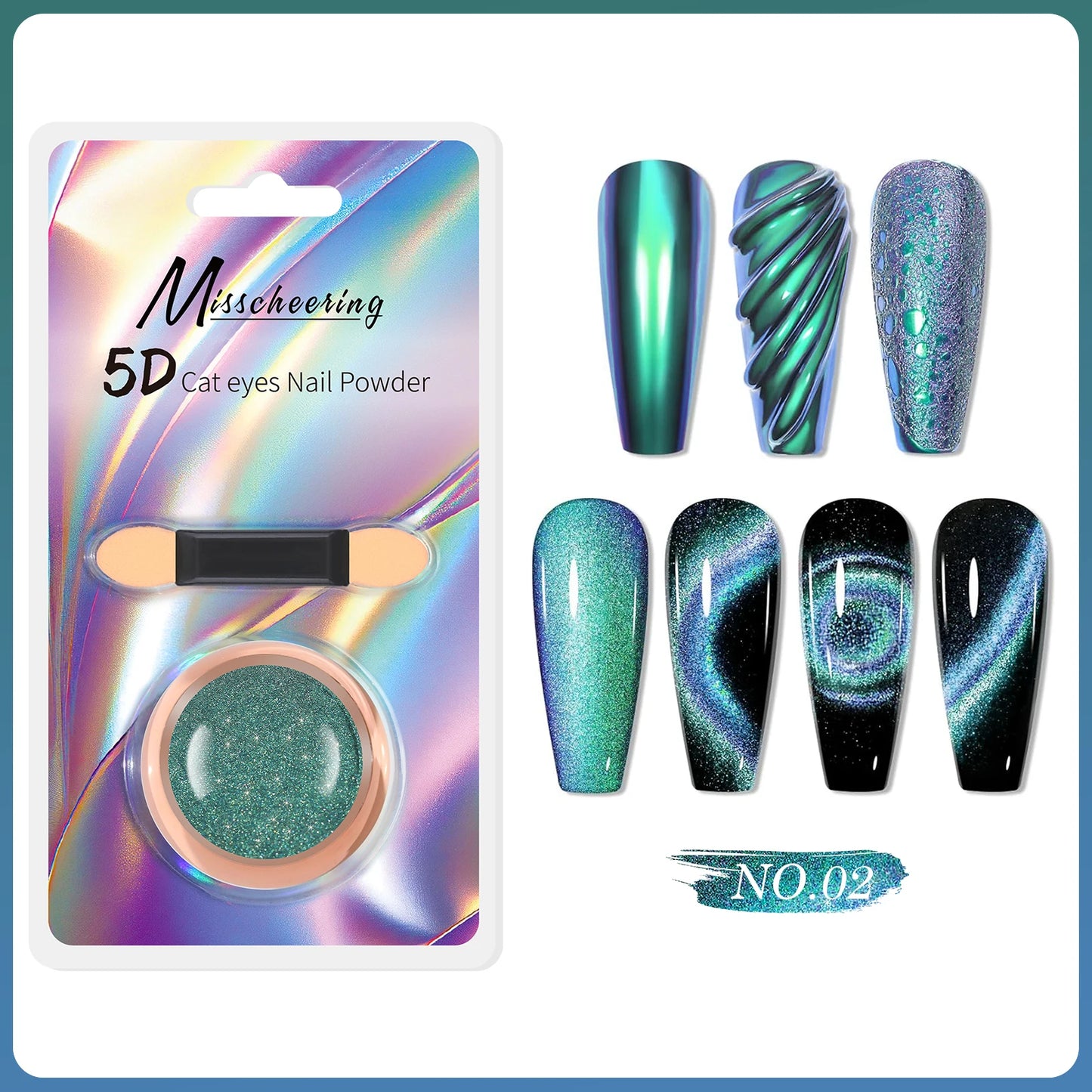 5D Chameleon Cat's Eye Magnetic Nail Glitter Pigment Achieve Holographic Chrome Nails Laser Effect for Nail Gel Polish Manicures