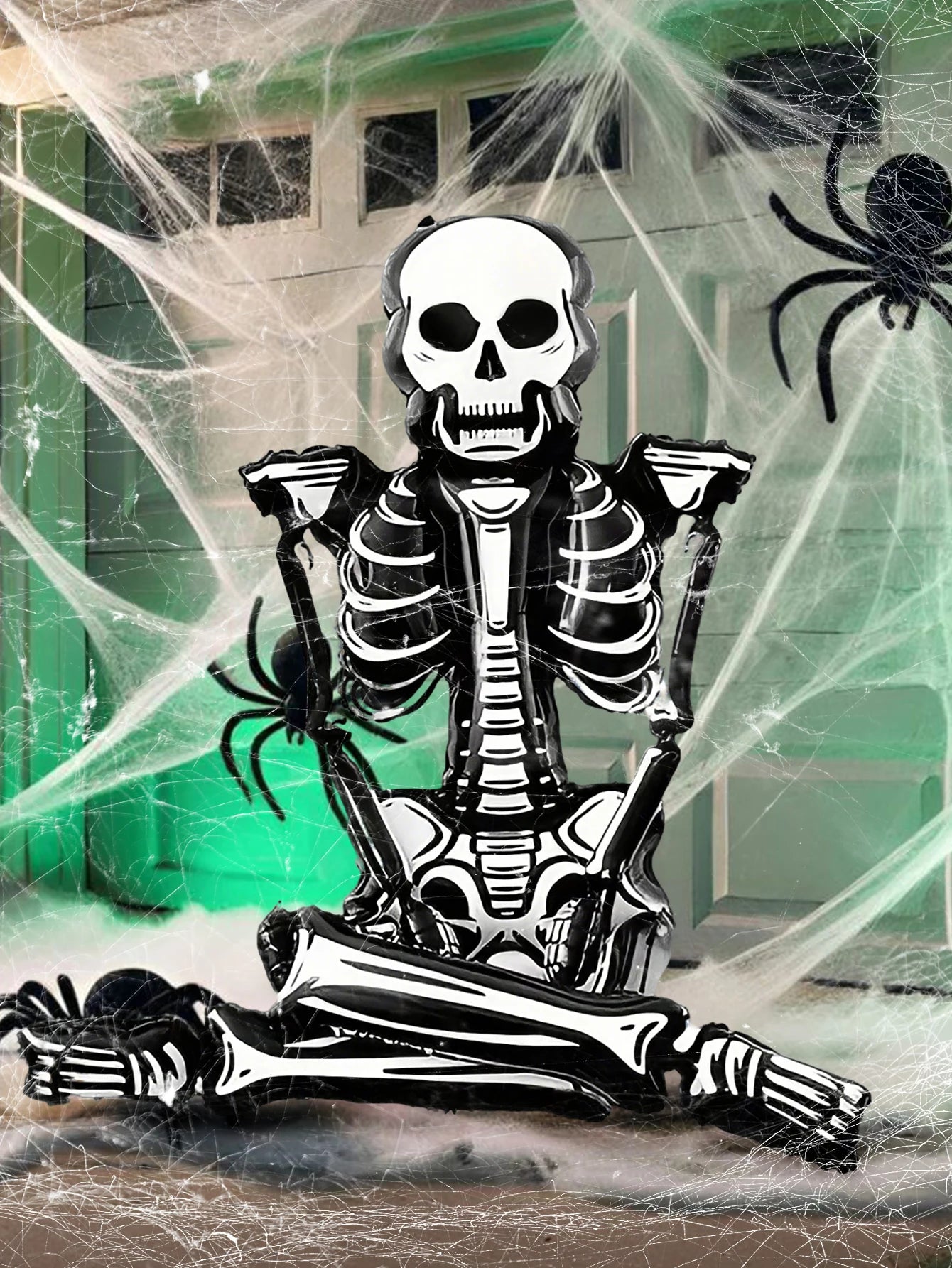 1pc Extra Tall Giant Skull Foil Balloon, Halloween Decoration, Ghost Party, Haunted House, Birthday Horror Atmosphere Decoration