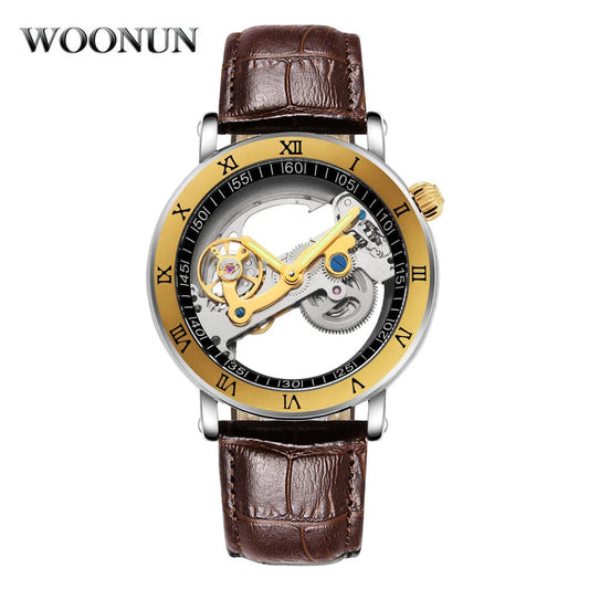 2020 Classic Luxury Gold Roma Watches Men Transparent Hollow Tourbillon Watches Men Automatic Self Wind Mechanical Wristwatches