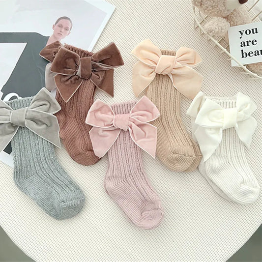 Winter Baby Infant Socks Thick Knitted Girls Ankle Socks Big Bows Warm Cotton Children Socks Toddlers Boot Socks 0-5Years