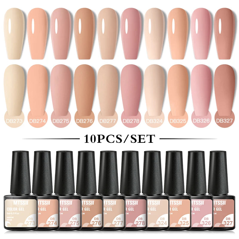 10PCS Coffee Color Gel Nail Polish Set Brown Earth Semi Permanent UV Gel Chocolate Autumn Winter Soak Off Nail Art Gel Varnish