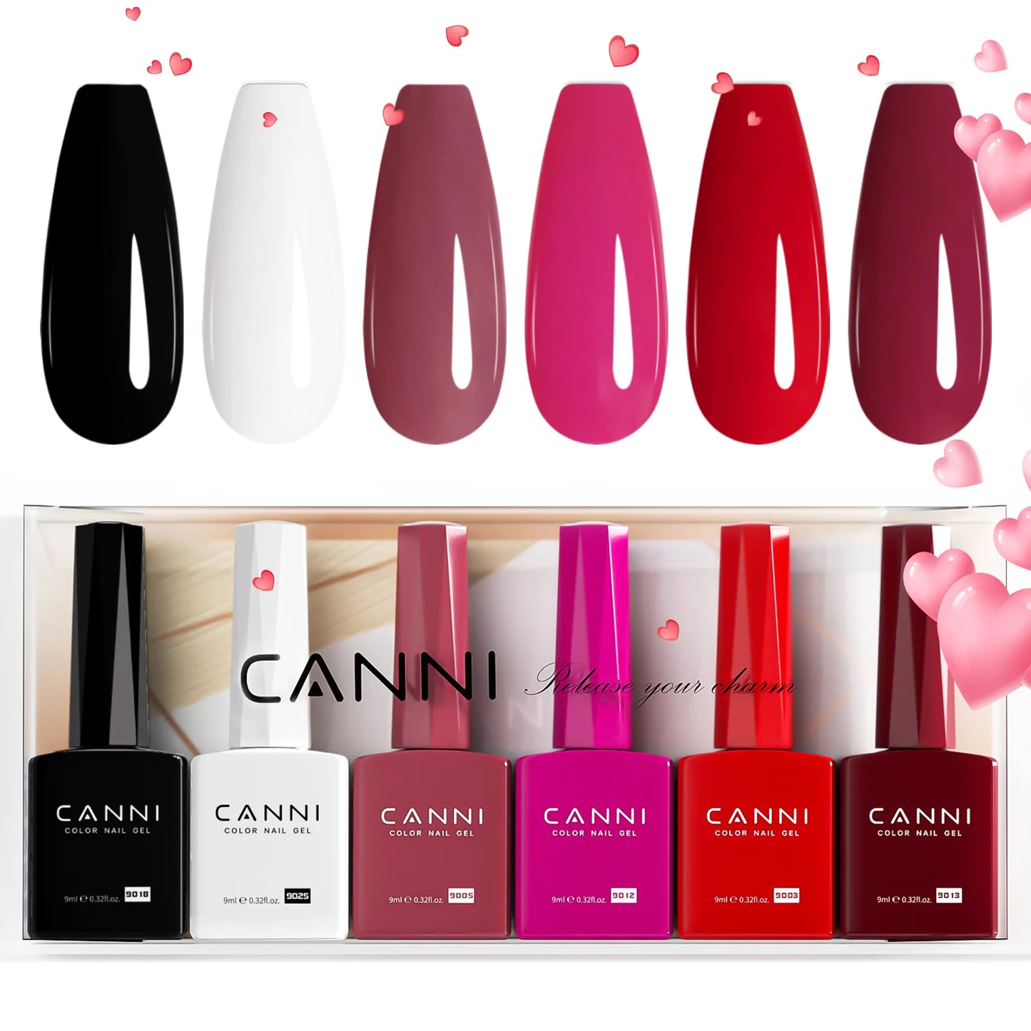 CANNI Hema Free Nail Gel Polish Thanks Giving Gift Christmas Red Color Collection Semi Permanent 9ml French Nail Gorgeous Color