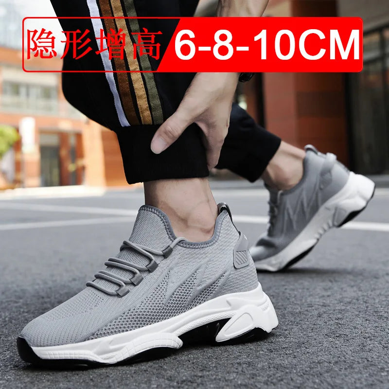 Invisible inner height increasing men's shoes 4cm-10cm breathable fly woven mesh height increasing sports shoes casual shoes