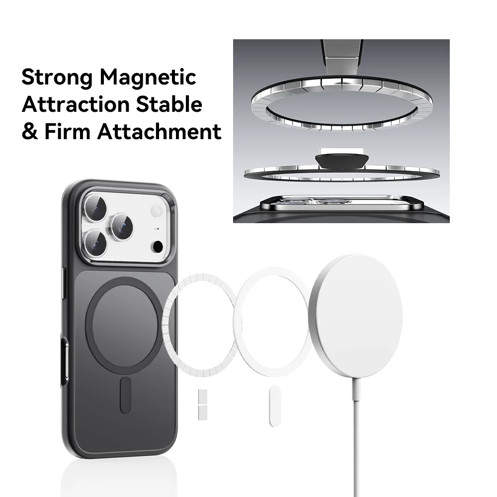 ROCK Translucent Magnetic Case for iPhone 17 Pro Max Matte Four-coner Airbag Anti-fall Hard Cover for iPhone 17 Pro Bumper Case