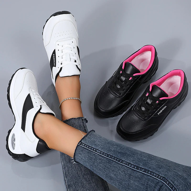 Hot Selling Women's Thick Sole Casual Sneakers Women Fashion Vulcanized Shoes Designer Trainers Platform Lace Up Walking Shoes
