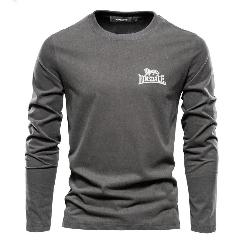 Simplicity Solid Color Men's T Shirts Fashion Cotton Long Sleeve Top Casual O-neck Loose Tee  Autumn Fitness Run Sports Pullover