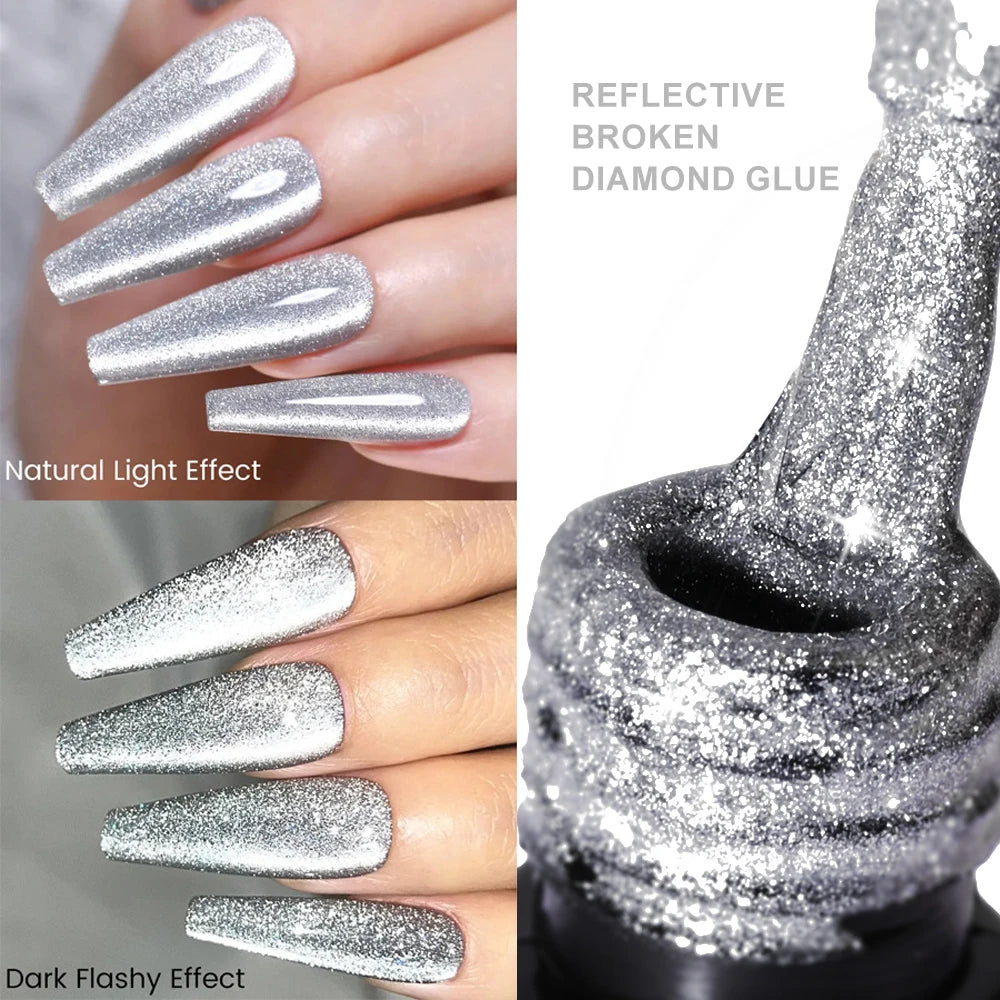 6ml Cat Eye Gel Nail Polish Shiny Magnetic Gel Semi Permanent Soak Off UV Gel Glitter Manicure Crystal Starry Nail Gel Varnish *