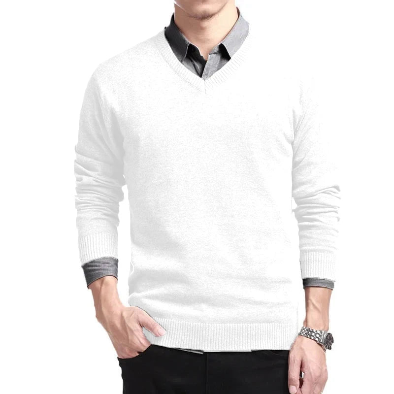 New Men Long Sleeve Pullovers Sweaters Outdoor Man V Neck Male Sweaters Fashion Loose Fit Knit Basic Casual Business Tops